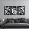 Conjunto 3 Quadros Abstratos Preto e Branco Para Sala Escritório Moldura - 3