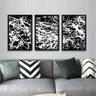 Conjunto 3 Quadros Abstratos Preto e Branco Para Sala Escritório Moldura - 2