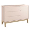 Ver imagem 4 de Guarda Roupa Infantil 3 Portas e Cômoda com Porta New Classic Rosa com Pés Madeira Natural - Reller