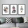 Conjunto 3 Quadros com Moldura Abstratos Moderno Para Sala - 1