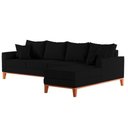 Ver imagem 3 de Sofá 4 Lugares Beny com Chaise Direito Corino Preto