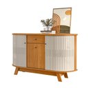 Ver imagem 4 de Estante Home Theater Nilo sem Pés com Aparador para Sala Buffet Monza Cinamomo Off White - Madetec