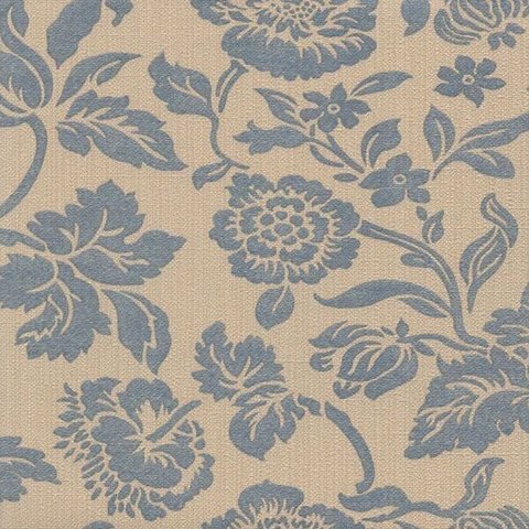 Papel de Parede Floral Azul e Bege 52cm X 10m Harmonia
