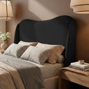 Ver imagem 1 de Cabeceira Orgânica para Cama Box Casal Padrão Luma 140cm Bouclê Preto - Desk Design
