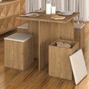 Ver imagem 1 de Conjunto Sala de Jantar 4 Banquetas Berlim Cinamomo -móveis Arapongas Cinamomo/bege