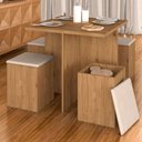 Ver imagem 1 de Conjunto Sala de Jantar 4 Banquetas Berlim Cinamomo -móveis Arapongas Cinamomo/bege