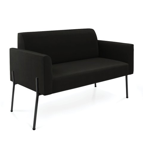 Sofá Namoradeira 2 Lugares Pé de Ferro Preto Marisa Suede Preto D03 - D'Rossi