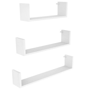 Kit 3 Nicho Prateleira U 20/30/40 Branco Mdf Decorativo