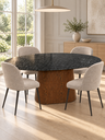 Ver imagem 1 de Mesa de Jantar Oval Mármore São Gabriel 180x100cm Cone - Pau Ferro