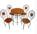 Ver imagem 2 de Jogo de Mesa Bolinha com 4 Cadeiras Ferro e Madeira Maciça Rústico Industrial para Sala e Varanda