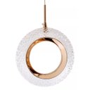 Ver imagem 1 de Pendente Argola Cristal Dourado Polido Led 7w 3 Cores 3000k 4000k 6500k Interno Design Moderno Bivol
