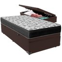 Ver imagem 1 de Cama Box Baú Marrom e Colchão Iso100 Espuma D33 Solteiro Ortobom