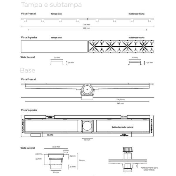 Ralo Linear Smart 70cm Tampa Inox - Ralo Linear - 5