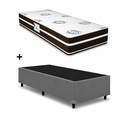 Ver imagem 1 de Cama Box Base Solteiro Cinza Colchao Solteiro Molas Ensacadas Classico - Alto Nivel