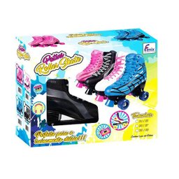 Patins Roller Infantil 4 Rodas Ajustável clássico skate Ajustável Azul - 31-34 - 2