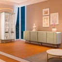 Ver imagem 2 de Kit de Aparador Buffet Saluti e Cristaleira Evora Pés de Aço Off White/champanhe