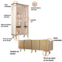 Ver imagem 3 de Kit de Aparador Buffet Saluti e Cristaleira Evora Pés de Aço Off White/champanhe