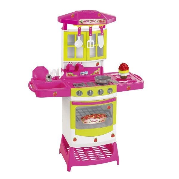 Cozinha Infantil Menina Completa Pia Fogão Acessórios Cupcake - 1