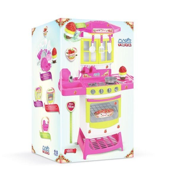 Cozinha Infantil Menina Completa Pia Fogão Acessórios Cupcake - 3