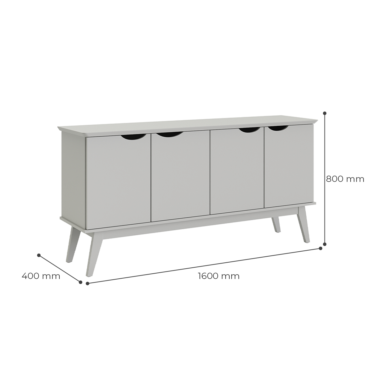 Buffet / Balcão Pr 1.60m 4 Portas Estilo Retrô com Pés em Madeira Maciça Cor Cinamomo - 4