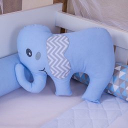Kit Rolinho Para Berço Americano 11pçs Elefante Triangulo Azul Claro - 2