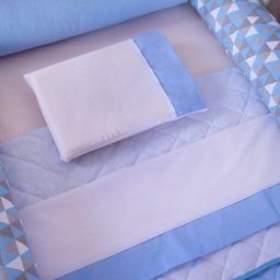 Kit Rolinho Para Berço Americano 11pçs Elefante Triangulo Azul Claro - 4