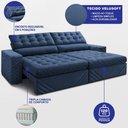 Ver imagem 2 de Sofá Retrátil e Reclinável 2,70m Molas Ensacadas Max Spring Velusoft Azul Cama Inbox