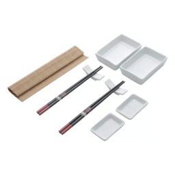 Jogo Comida Japonesa 10 Peças Bambu e Cerâmica Kyoto 7250 Lyor - 2