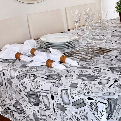 Toalha de Mesa Impermeável Azeite Cinza - 78x78 cm Quadrada
