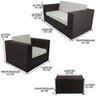 Conjunto 1 Namoradeira, 2 Poltronas Assento Estofado e Mesa Classe A - Branco Gelo Tabaco - 3