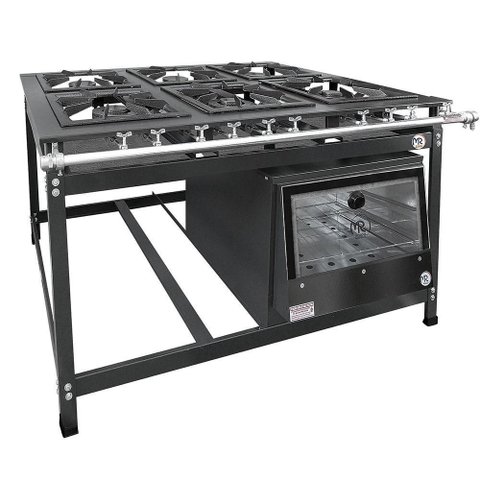 Fogão Industrial 6 Bocas 3 Duplas Baixa Pressão Mr Fogões com Forno P8 Luxo
