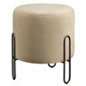 Conjunto - 2 Puffs Banqueta Mali Luxo Base Metálica Preta Linho Bege - 4