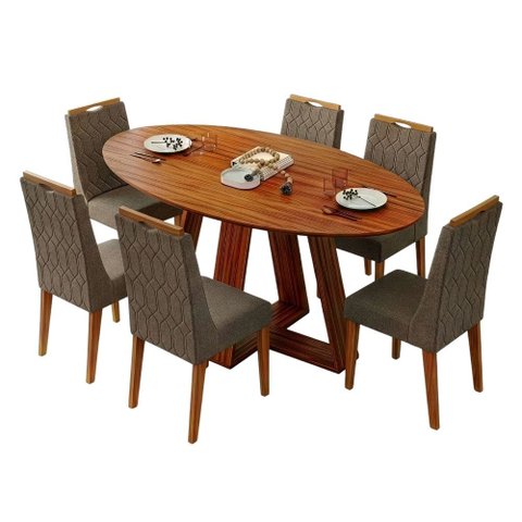 Conjunto Sala de Jantar Mesa 1,80m Vick 6 Cadeiras Bel