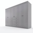 Ver imagem 4 de Guarda-Roupa Casal 06 Portas 04 Gavetas com Pés Nova York Espresso Móveis Cinza