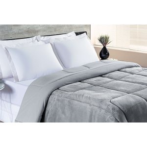 Coberdrom Queen Dupla Face Malha Algodão Manta Soft Cinza