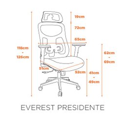 Cadeira Office Everest Presidente Ergonômica(nr17), Est. Nylon, Mecan. Sincron. Braços Reg. 3d, - 5