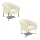 Ver imagem 1 de Poltrona Decorativa Pé de Ferro Dourado Kit 2 Stella Cotelê Ext/veludo D03 - D’Rossi