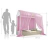Cama Casinha Montessori Solteiro Mosquiteiro Rosa e Colchão - 2