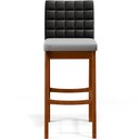 Ver imagem 6 de Kit 02 Banquetas Altas Cozinha Sala Jantar Fixa Mila B04 Couríssimo Preto Linho Cinza - Lyam Decor