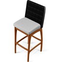 Ver mais imagens de Kit 02 Banquetas Altas Cozinha Sala Jantar Fixa Mila B04 Couríssimo Preto Linho Cinza - Lyam Decor