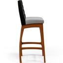 Ver imagem 7 de Kit 02 Banquetas Altas Cozinha Sala Jantar Fixa Mila B04 Couríssimo Preto Linho Cinza - Lyam Decor