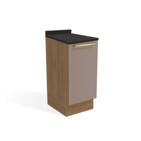 Gabinete de Cozinha Modulado Balcão Botanic M621 1 Porta C/tampo 40cm Nogueira/fendi/preto -