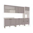 Ver imagem 2 de Cozinha Completa Iluminata Luna 10 Portas 4 Gavetas 100% Mdf com Vidro Branco/fendi - Genialflex