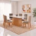 Ver imagem 1 de Conjunto Sala de Jantar Mesa Dora 160cm Tampo MDF e Vidro Canto Reto 6 Cadeiras Evelin