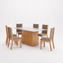 Ver imagem 2 de Conjunto Sala de Jantar Mesa Dora 160cm Tampo MDF e Vidro Canto Reto 6 Cadeiras Evelin