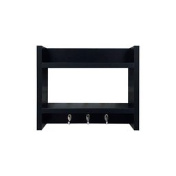 Porta Chaves de Parede com Suporte Madeira Preto - 3