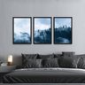 Quadro Arte Árvores Floresta Nevoeiro Conjunto 3 Peças Para Sala e Quarto - 3