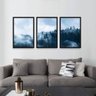 Quadro Arte Árvores Floresta Nevoeiro Conjunto 3 Peças Para Sala e Quarto - 1