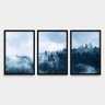 Quadro Arte Árvores Floresta Nevoeiro Conjunto 3 Peças Para Sala e Quarto - 2