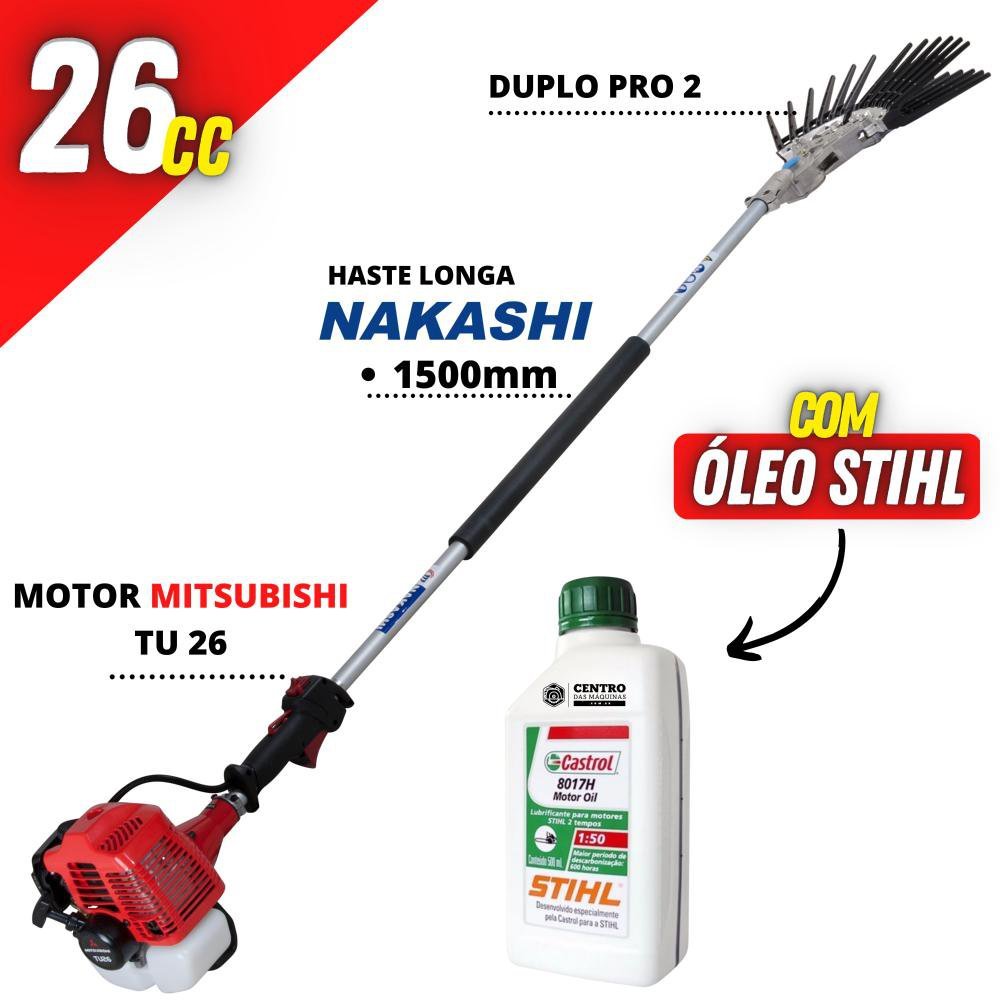 Mãozinha de Derriçar Café Nakashi Com Garra Dupla e Haste de 1500mm + 01Óleo Castrol Stihl